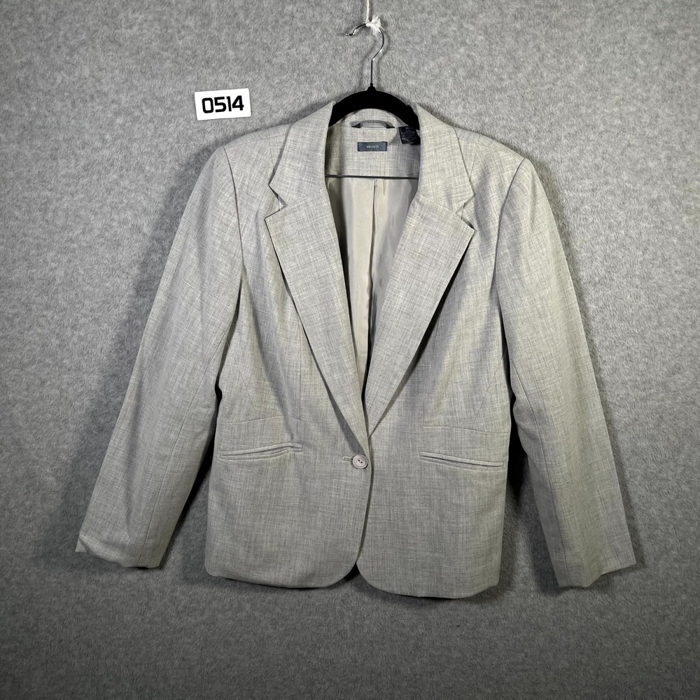 Hillard & Hanson Blazer Jacket Womens 16 Gray Stretch Notch Lapel Career Formal‎